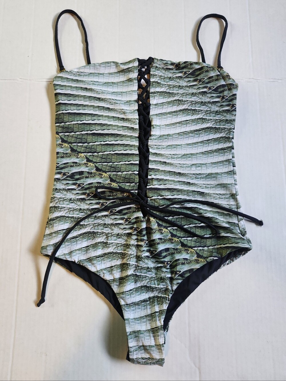 San Lorenzo Crocodile One Piece Reversible Swimsuit SZ Small